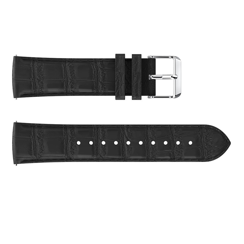 22mm Crocodile Texture Genuine Leather Watch Band for Fitbit Versa - Black-4