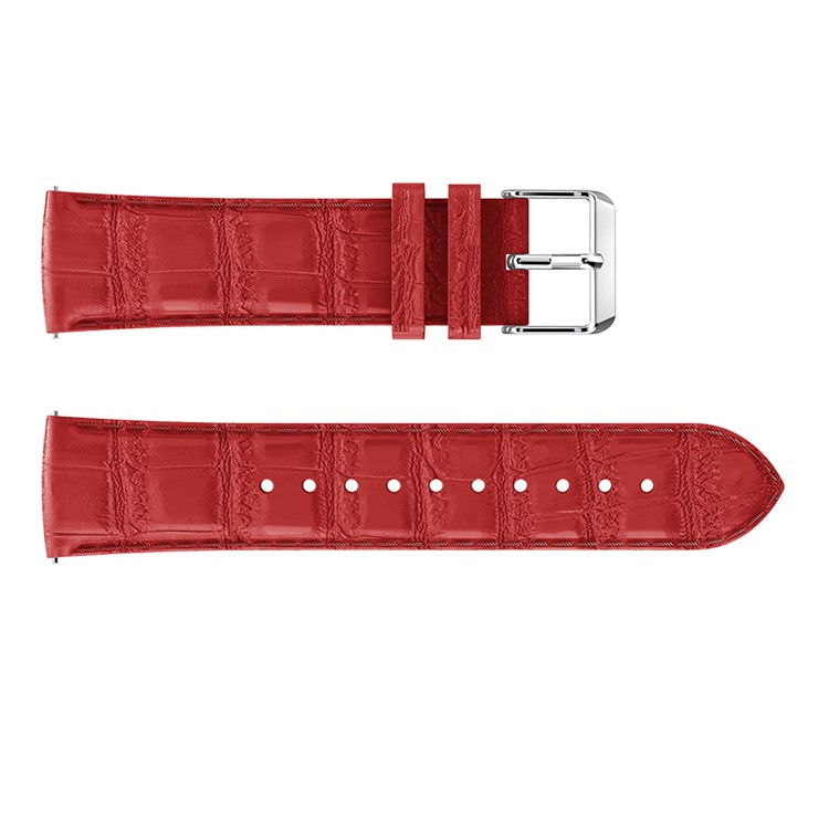 22mm Crocodile Texture Genuine Leather Watch Strap for Fitbit Versa - Red-4