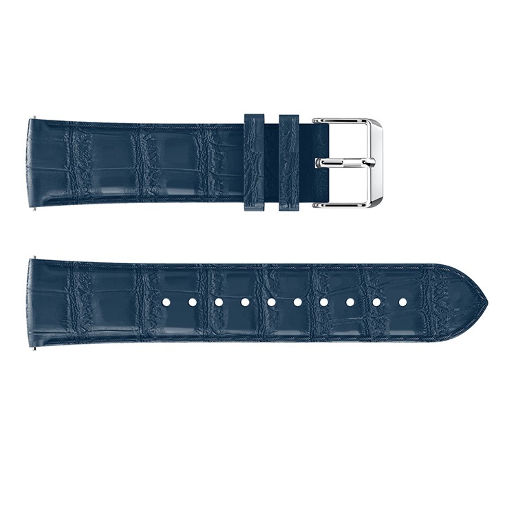 22mm Crocodile Texture Genuine Leather Replacement Watch Band for Fitbit Versa - Blue-4