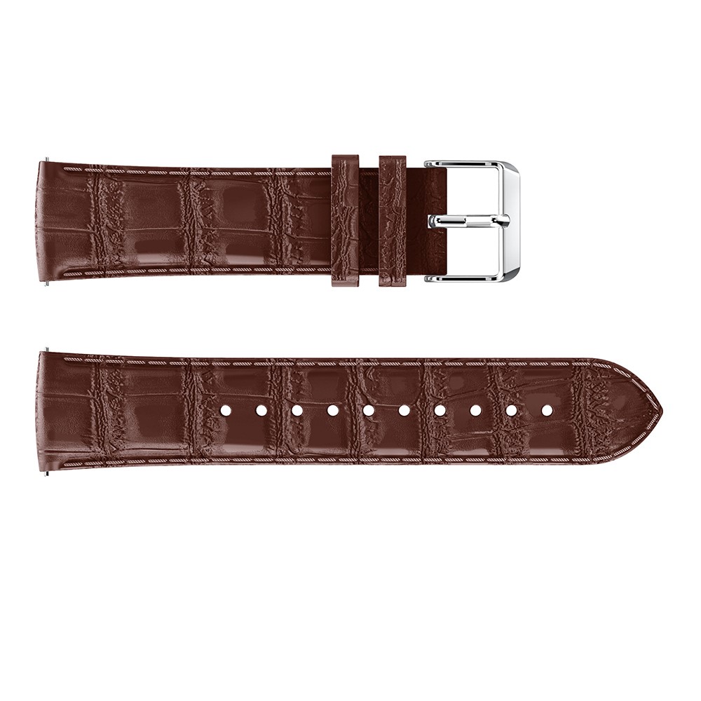 22mm Crocodile Texture Genuine Leather Replacement Watch Strap for Fitbit Versa - Brown-4