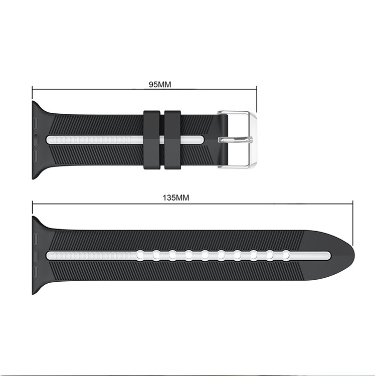 Two-tone Twill Texture Silicone Watch Band for Apple Watch Series 4 44mm / Series 3 2 1 42mm - White / Black-3