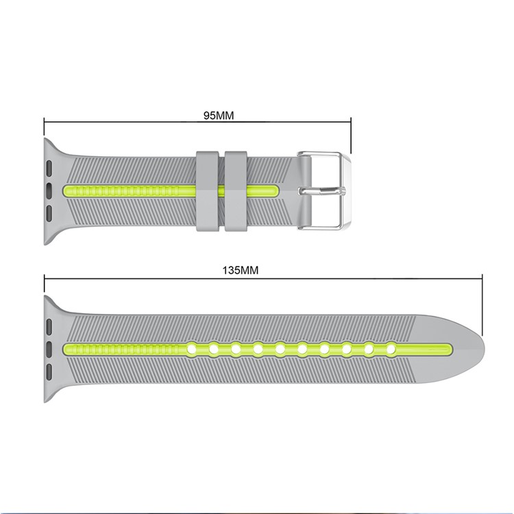 Two-tone Twill Texture Silicone Watch Sport Band for Apple Watch Series 4 44mm / Series 3 2 1 42mm - Green / Grey-3