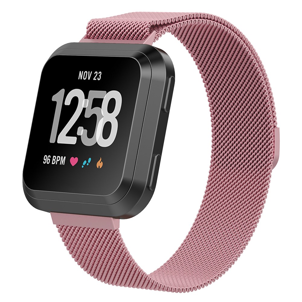 Stainless Steel Milanese Watch Strap for Fitbit Versa - Size: S / Pink-3