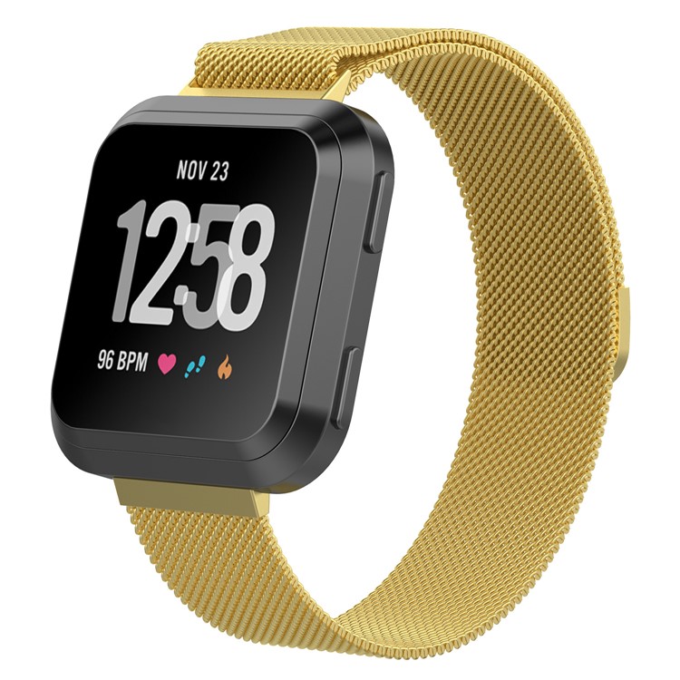 Stainless Steel Milanese Wrist Watch Strap Replacement for Fitbit Versa - Size: S / Gold-3