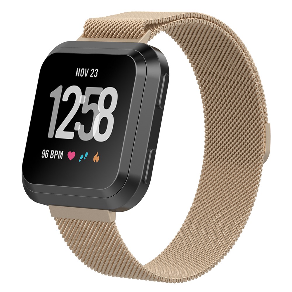 Stainless Steel Milanese Wrist Watch Band Replacement for Fitbit Versa - Size: S / Champagne Gold-3