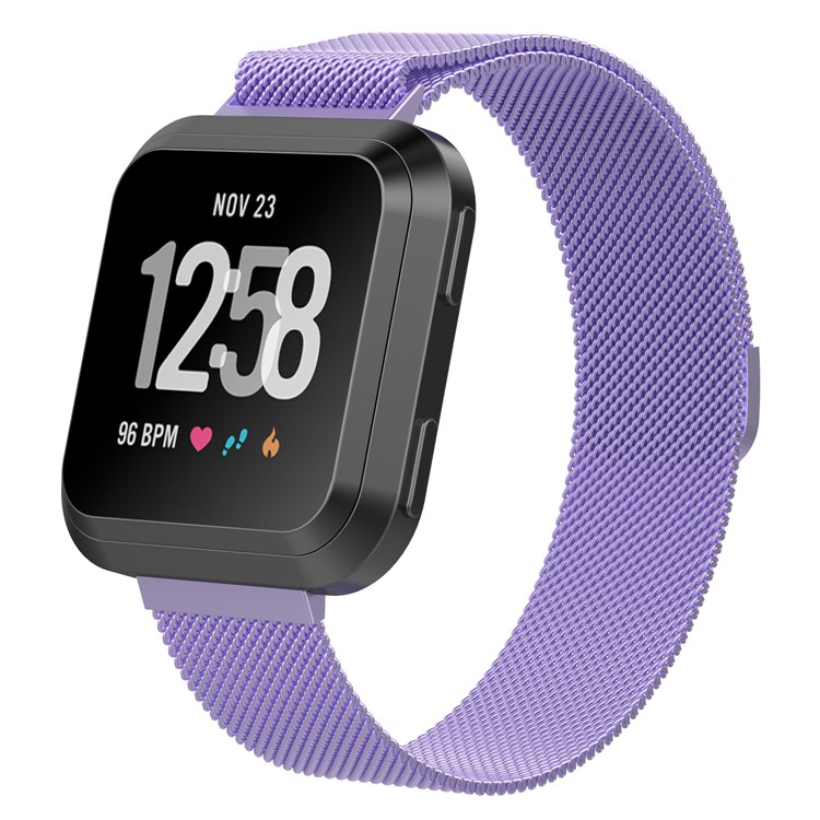 Stainless Steel Milanese Watch Band Replacement for Fitbit Versa - Size: S / Purple-3