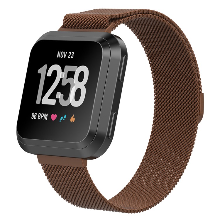 Stainless Steel Milanese Wristwatch Band Replacement for Fitbit Versa - Size: S / Coffee-3