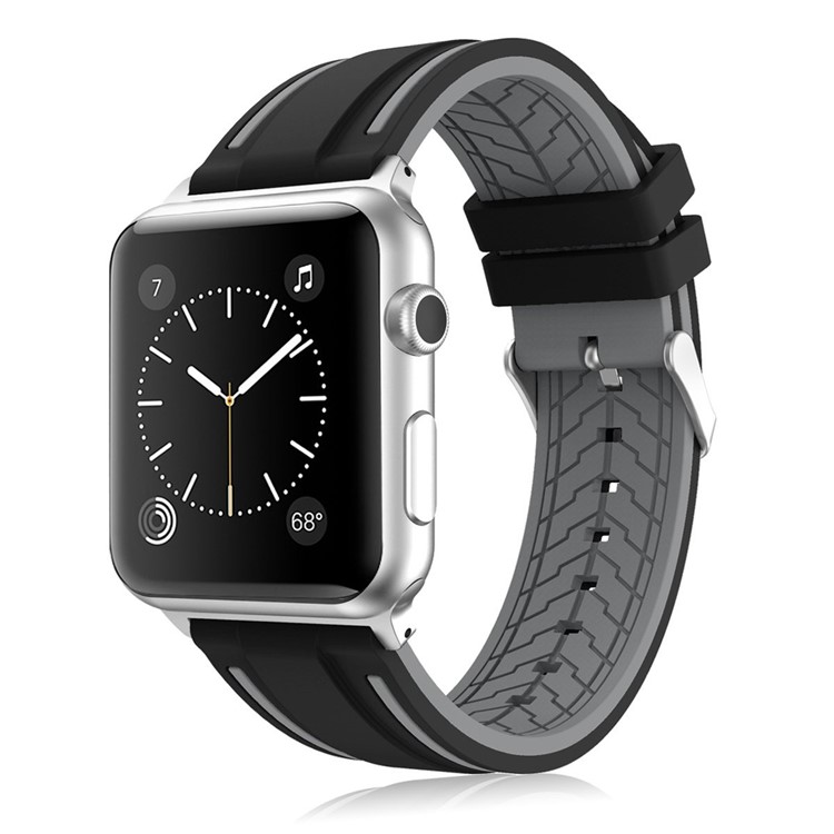 Contrast Color Silicone Watch Band Replacement for Apple Watch Series 4 40mm / Series 3/2/1 38mm - Black / Grey-1