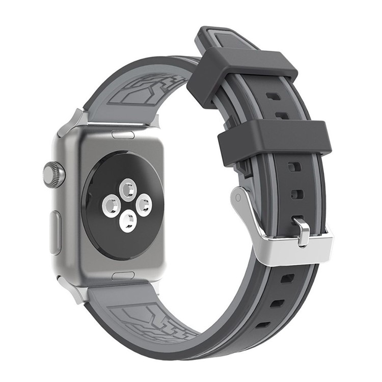 Contrast Color Silicone Watch Band Replacement for Apple Watch Series 4 40mm / Series 3/2/1 38mm - Black / Grey-2
