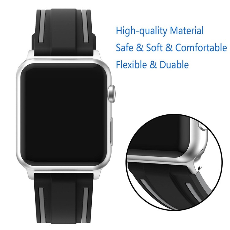 Contrast Color Silicone Watch Band Replacement for Apple Watch Series 4 40mm / Series 3/2/1 38mm - Black / Grey-4