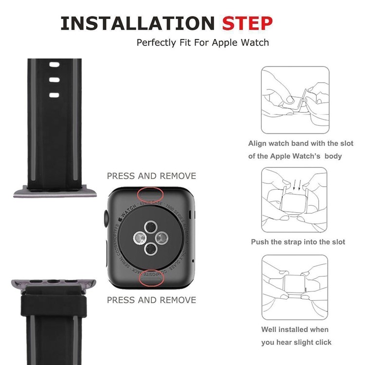 Contrast Color Silicone Watch Band Replacement for Apple Watch Series 4 40mm / Series 3/2/1 38mm - Black / Grey-6