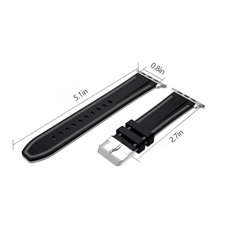 Contrast Color Silicone Watch Band Replacement for Apple Watch Series 4 40mm / Series 3/2/1 38mm - Black / Grey-7