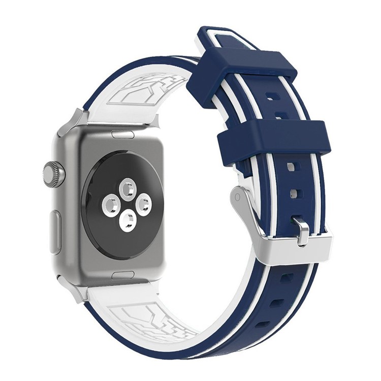 Contrast Color Silicone Wristwatch Strap for Apple Watch Series 4 40mm / Series 3/2/1 38mm - Blue / White-2