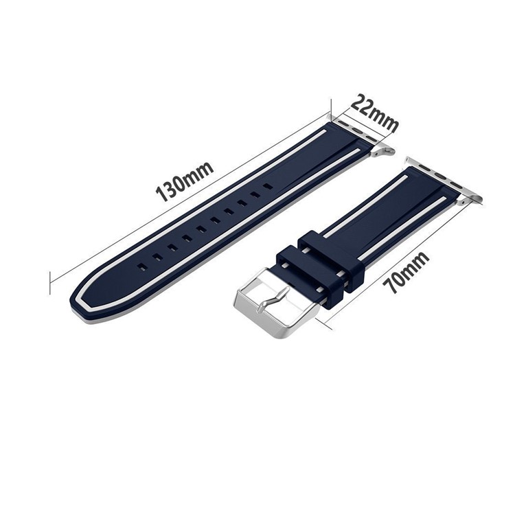 Contrast Color Silicone Wristwatch Strap for Apple Watch Series 4 40mm / Series 3/2/1 38mm - Blue / White-3