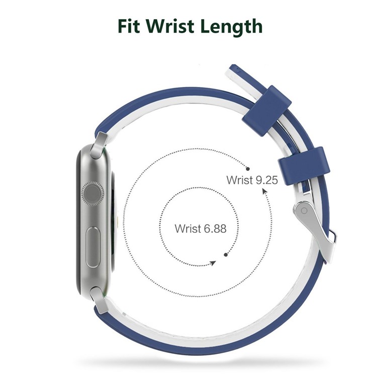 Contrast Color Silicone Wristwatch Strap for Apple Watch Series 4 40mm / Series 3/2/1 38mm - Blue / White-4