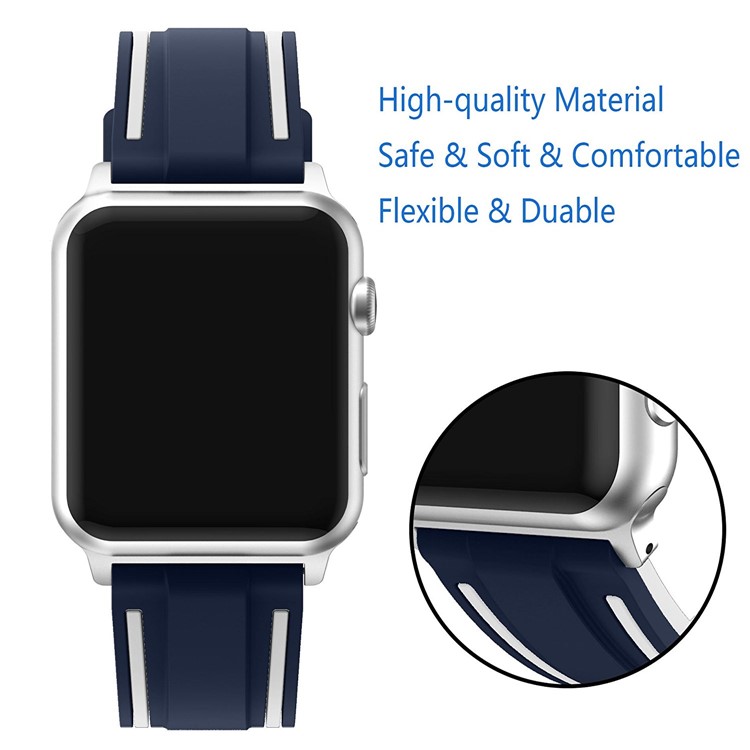 Contrast Color Silicone Wristwatch Strap for Apple Watch Series 4 40mm / Series 3/2/1 38mm - Blue / White-6