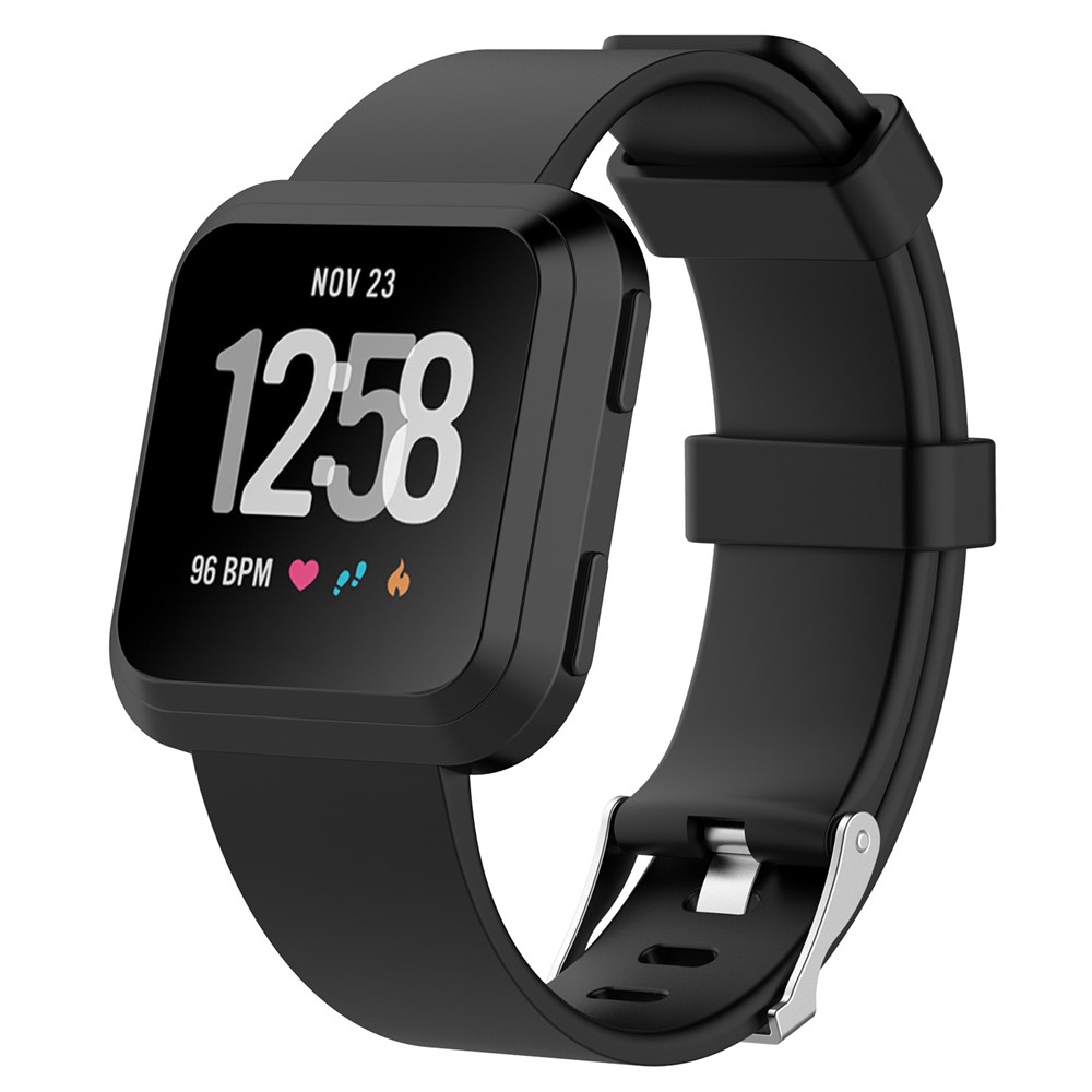 TPE Watch Band Replacement for Fitbit Versa - Size: L / Black-2
