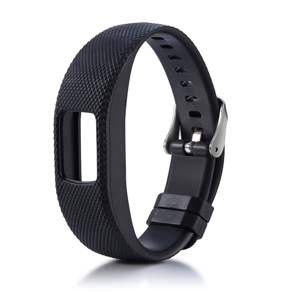 Flexible Lozenge Texture TPE+TPU Silicone Watch Strap for Garmin Vivofit 4 - Size: S / Black-2