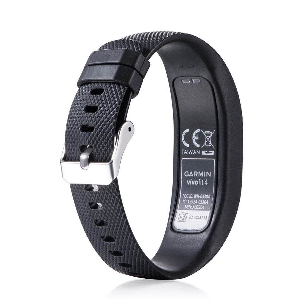 Flexible Lozenge Texture TPE+TPU Silicone Watch Strap for Garmin Vivofit 4 - Size: S / Black-5