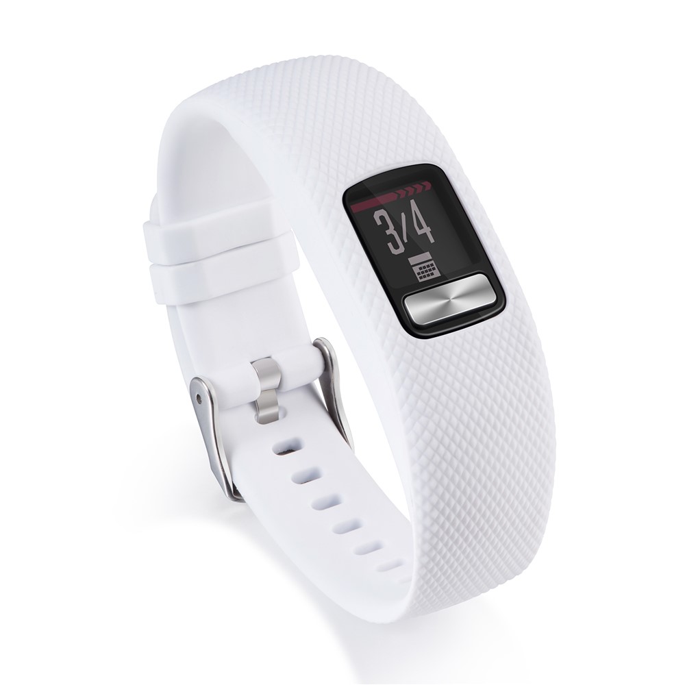 Flexible Lozenge Texture TPE+TPU Silicone Watch Band for Garmin Vivofit 4 - Size: S / White-1