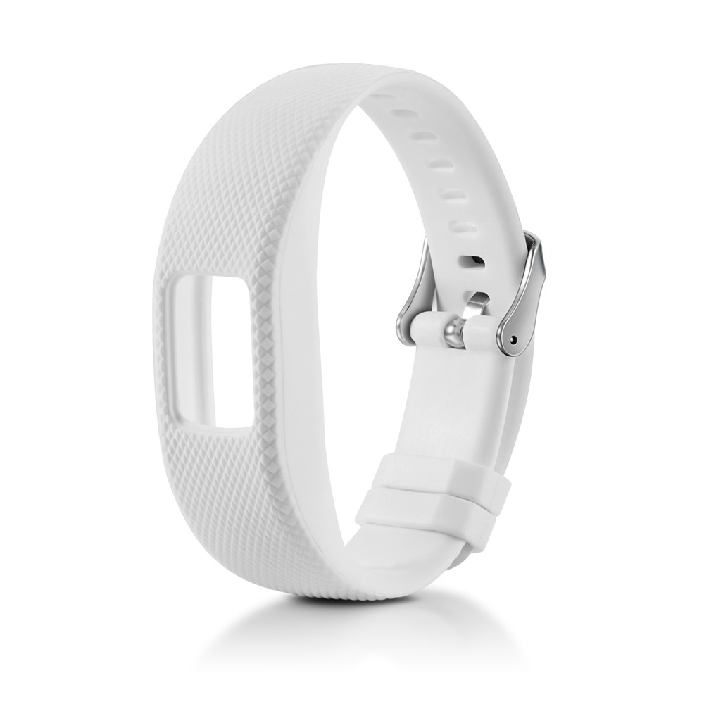 Flexible Lozenge Texture TPE+TPU Silicone Watch Band for Garmin Vivofit 4 - Size: S / White-2