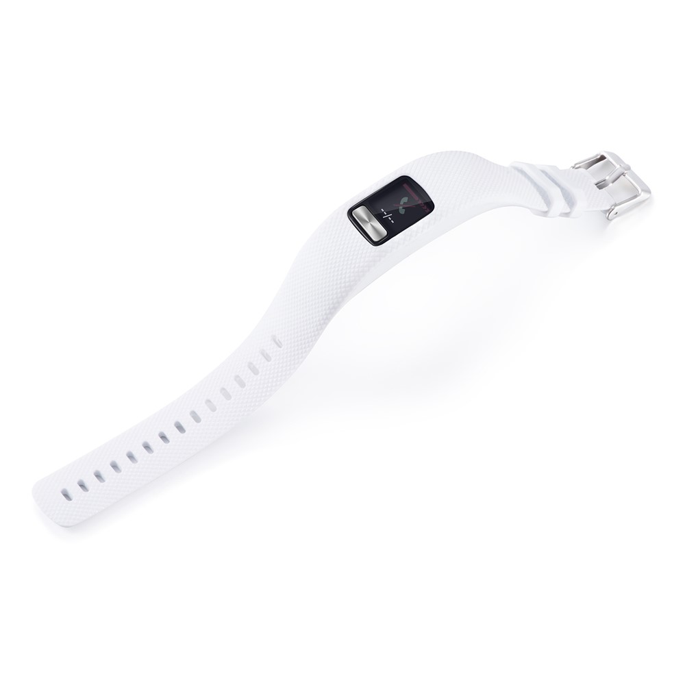 Flexible Lozenge Texture TPE+TPU Silicone Watch Band for Garmin Vivofit 4 - Size: S / White-4