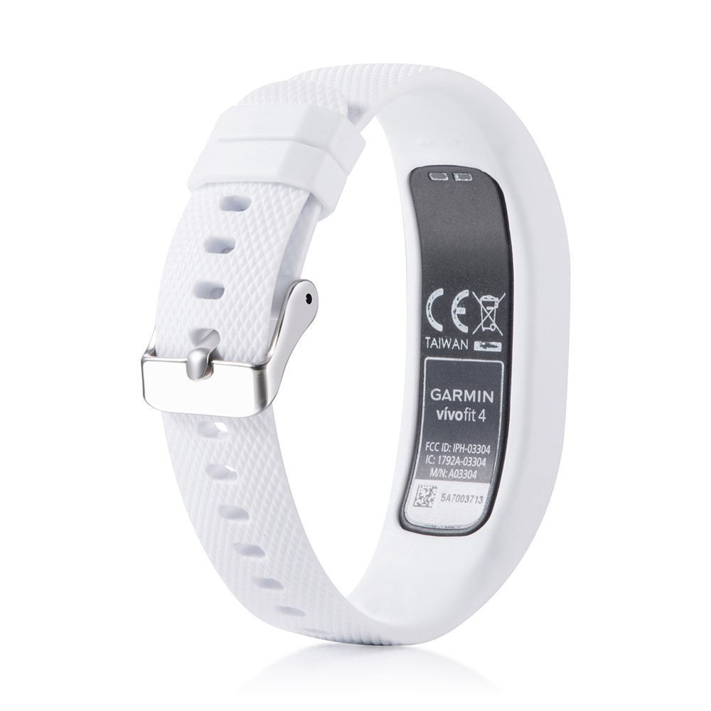 Flexible Lozenge Texture TPE+TPU Silicone Watch Band for Garmin Vivofit 4 - Size: S / White-5