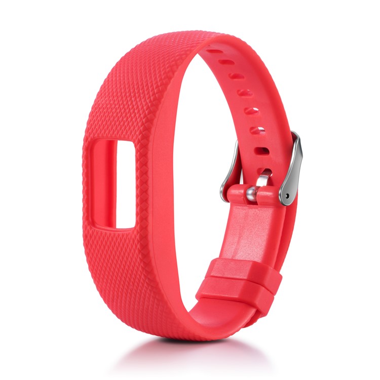 Adjustable Lozenge Texture TPE+TPU Silicone Watch Strap Replacement for Garmin Vivofit 4 - Size: S / Red-2