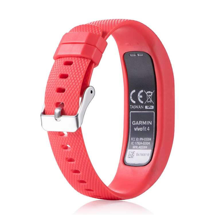 Adjustable Lozenge Texture TPE+TPU Silicone Watch Strap Replacement for Garmin Vivofit 4 - Size: S / Red-5