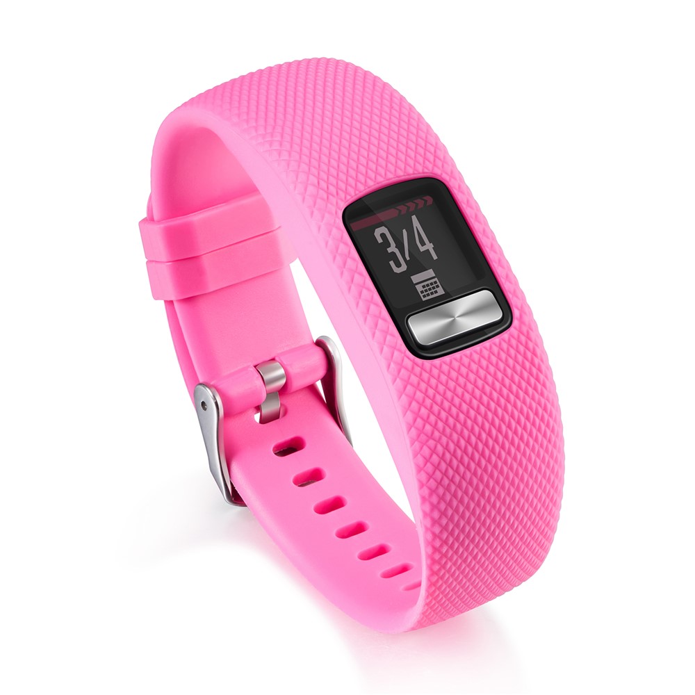 Adjustable Lozenge Texture TPE+TPU Silicone Watch Bracelet for Garmin Vivofit 4 - Size: S / Rose-1