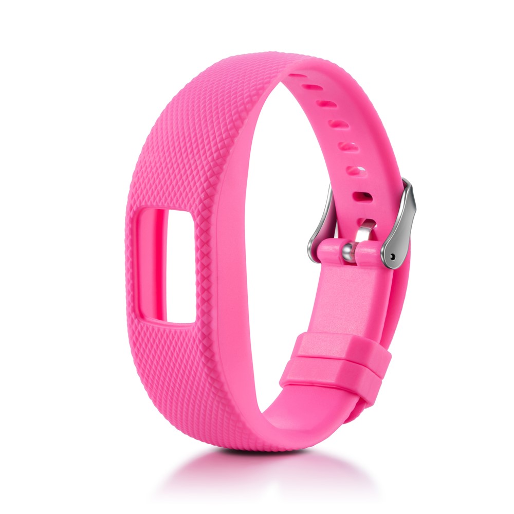 Adjustable Lozenge Texture TPE+TPU Silicone Watch Bracelet for Garmin Vivofit 4 - Size: S / Rose-2