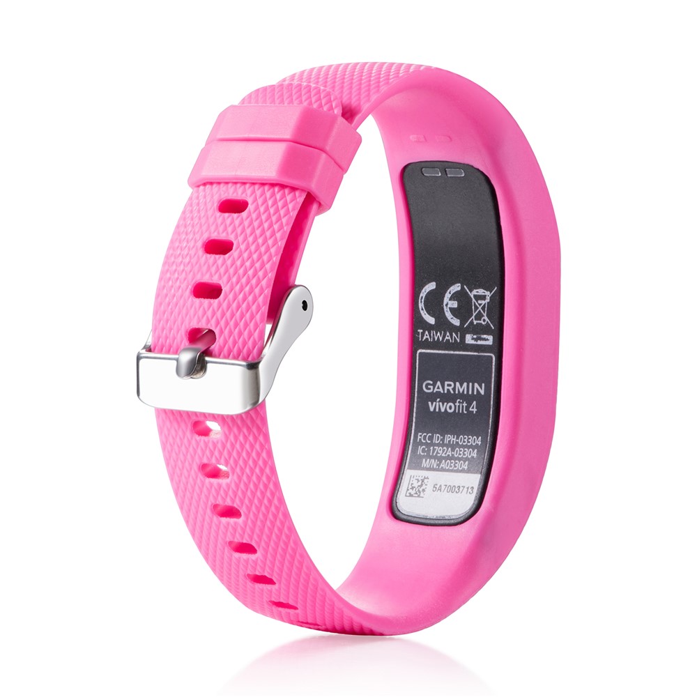 Adjustable Lozenge Texture TPE+TPU Silicone Watch Bracelet for Garmin Vivofit 4 - Size: S / Rose-5