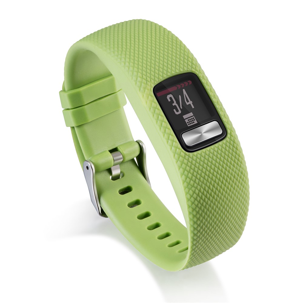 Soft Lozenge Texture TPE+TPU Silicone Watchband Strap for Garmin Vivofit 4 - Size: S / Green-1