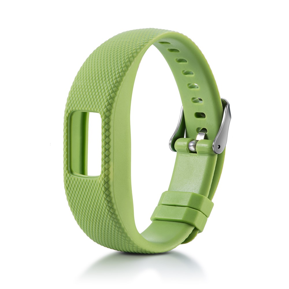 Soft Lozenge Texture TPE+TPU Silicone Watchband Strap for Garmin Vivofit 4 - Size: S / Green-2