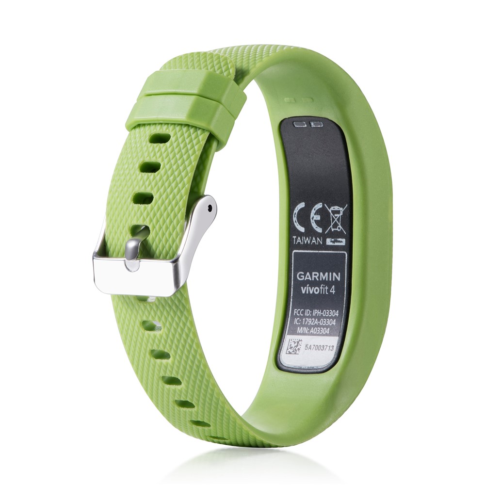 Soft Lozenge Texture TPE+TPU Silicone Watchband Strap for Garmin Vivofit 4 - Size: S / Green-5