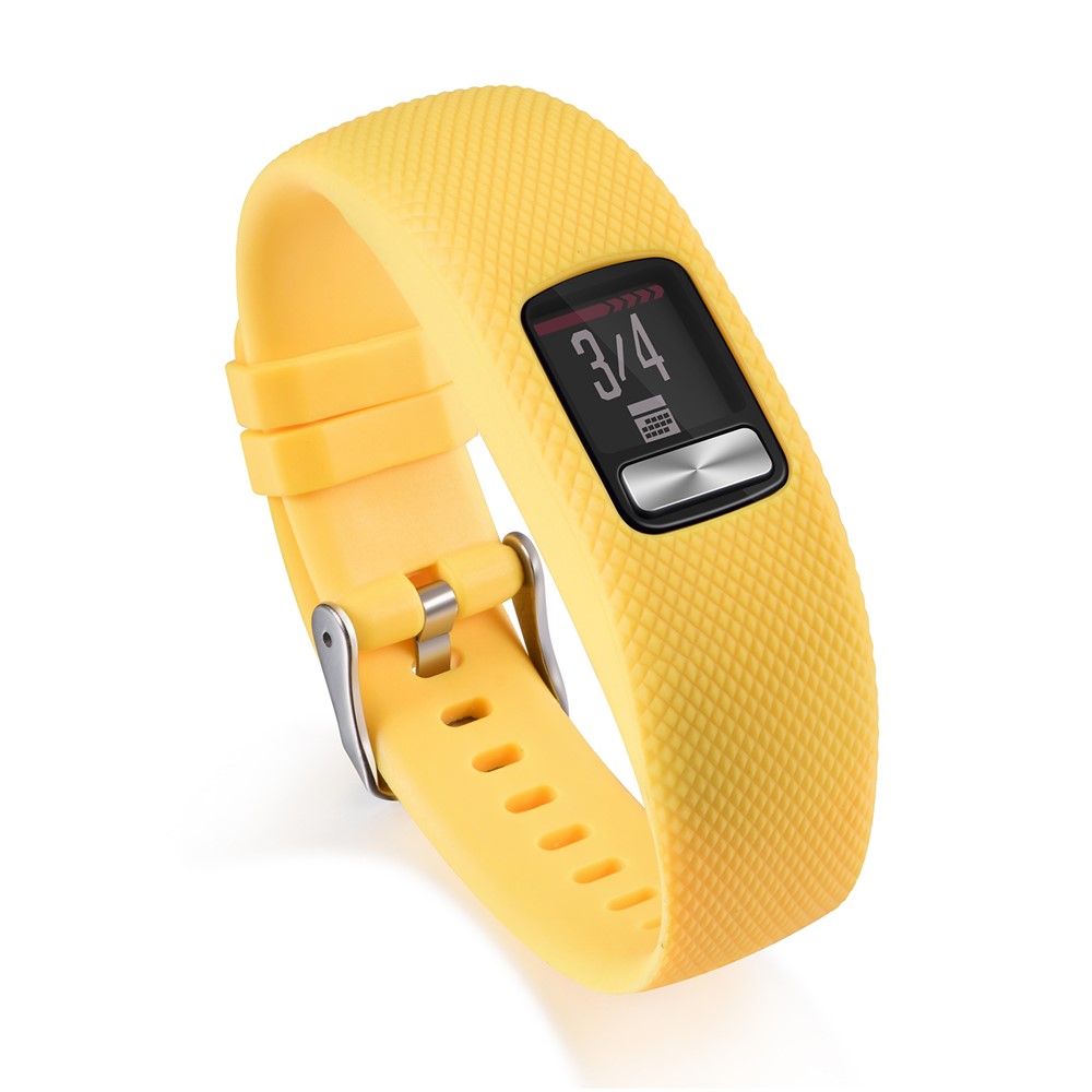 Lozenge Texture TPE+TPU Silicone Watch Strap Replacement for Garmin Vivofit 4 - Size: S / Yellow-1