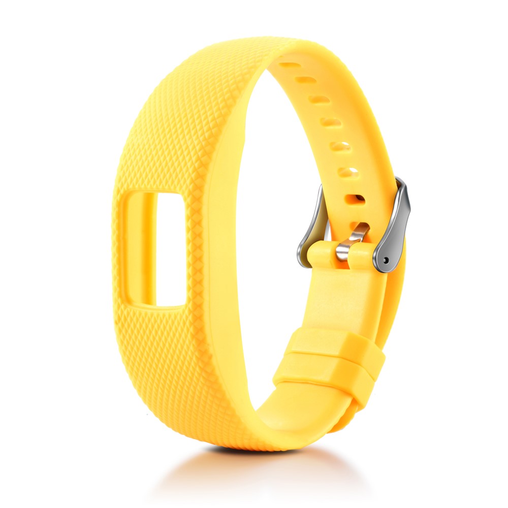 Lozenge Texture TPE+TPU Silicone Watch Strap Replacement for Garmin Vivofit 4 - Size: S / Yellow-2