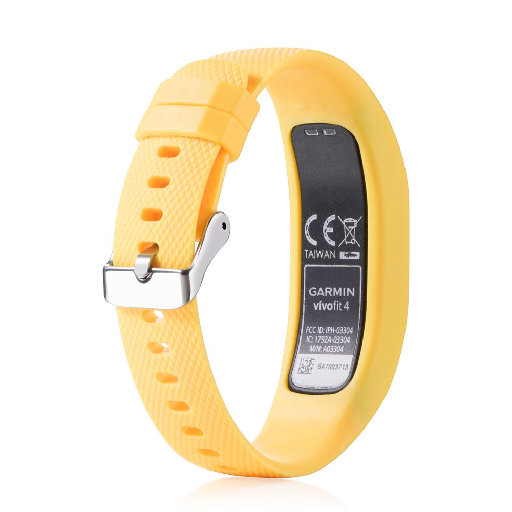 Lozenge Texture TPE+TPU Silicone Watch Strap Replacement for Garmin Vivofit 4 - Size: S / Yellow-5