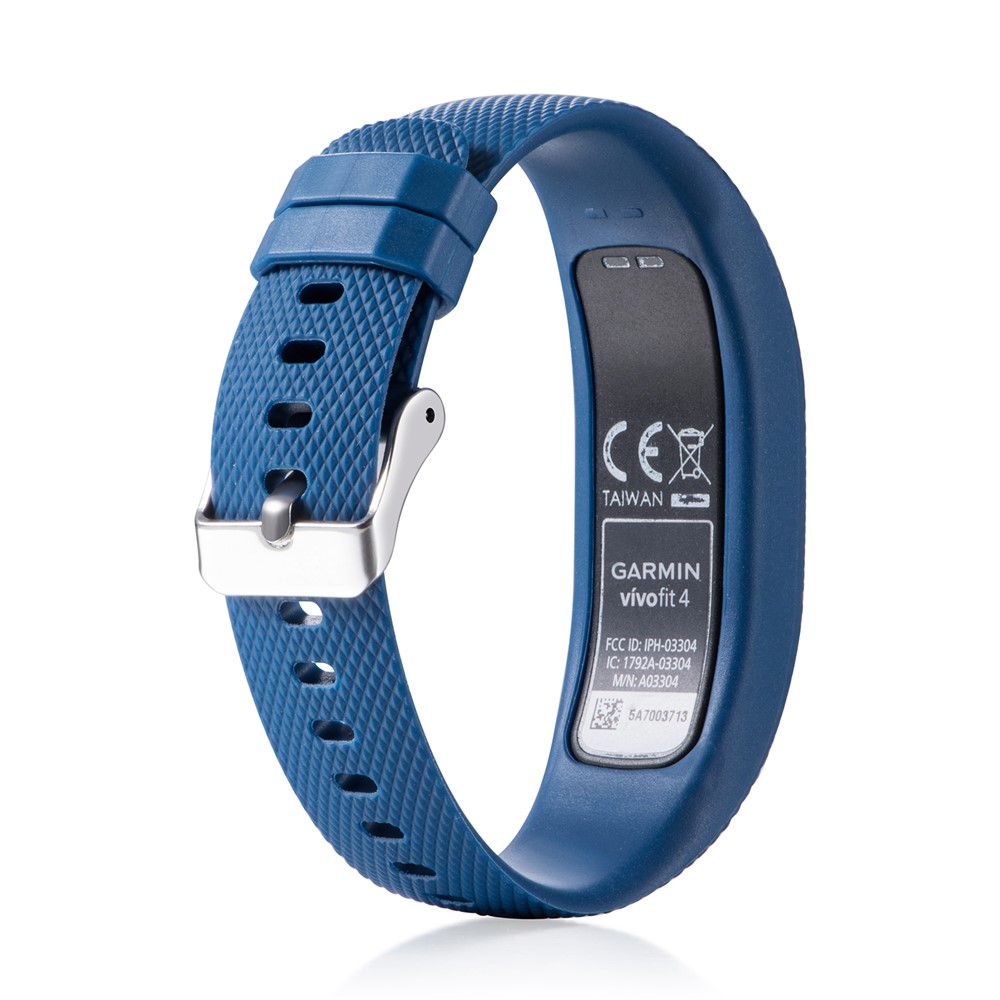 Soft Lozenge Texture TPE+TPU Silicone Watch Sport Band for Garmin Vivofit 4 - Size: S / Dark Blue-5