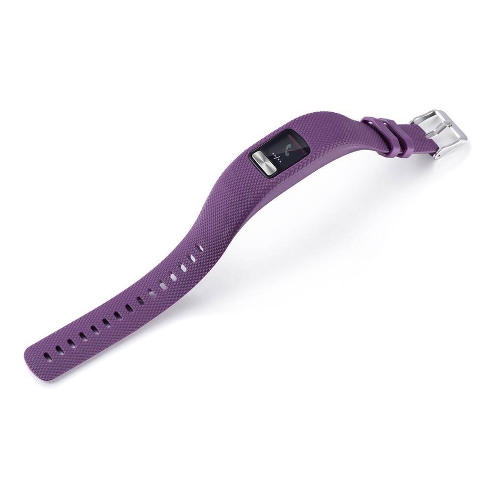 Soft Lozenge Texture TPE+TPU Silicone Watch Sport Bracelet for Garmin Vivofit 4 - Size: S / Purple-4