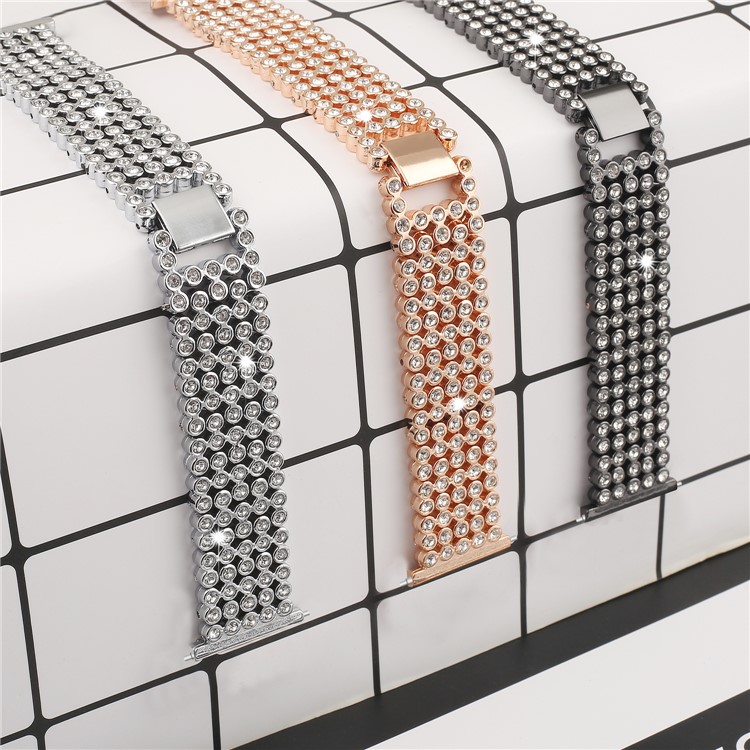 Rhinestones Decor Stainless Steel Watch Strap for Fitbit Versa - Silver-6