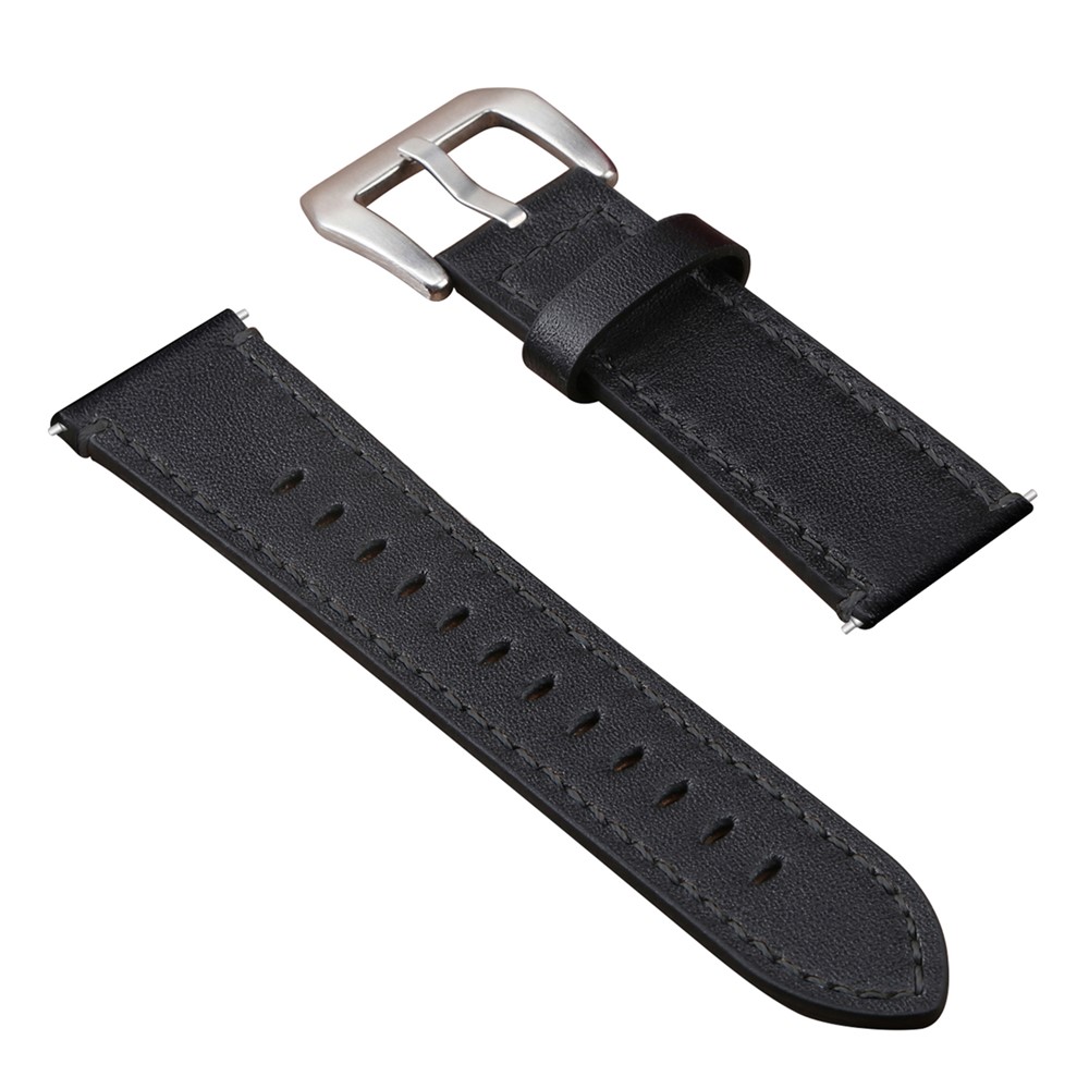 Vintage Matte Genuine Leather Watch Band for Fitbit Versa - Black-1