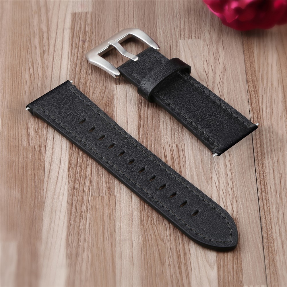Vintage Matte Genuine Leather Watch Band for Fitbit Versa - Black-2