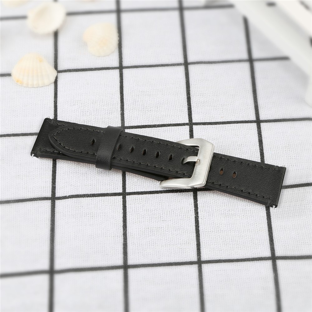 Vintage Matte Genuine Leather Watch Band for Fitbit Versa - Black-3