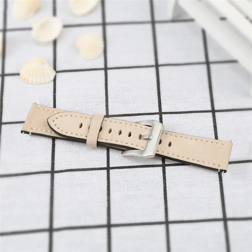 Vintage Matte Genuine Leather Watch Strap Band for Fitbit Versa - Beige-4