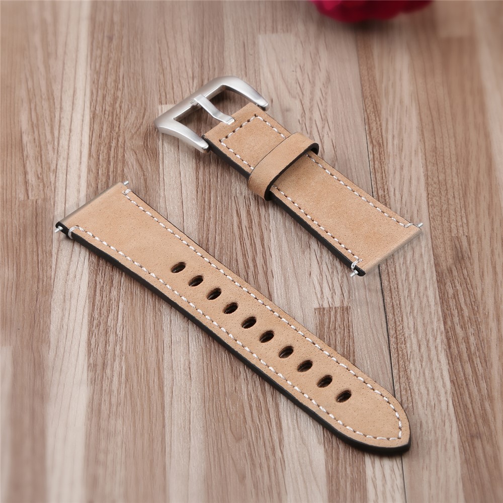 Vintage Frosted Genuine Leather Watch Band Replacement for Fitbit Versa - Khaki-2