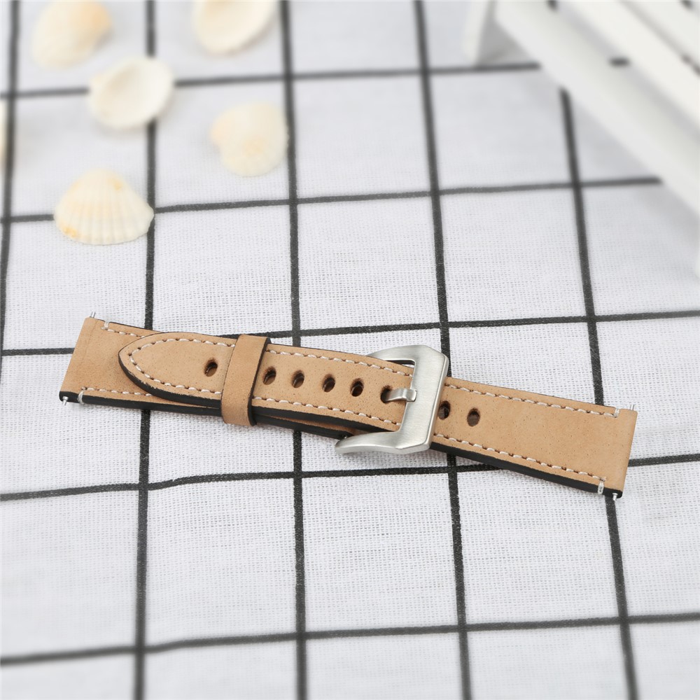 Vintage Frosted Genuine Leather Watch Band Replacement for Fitbit Versa - Khaki-4