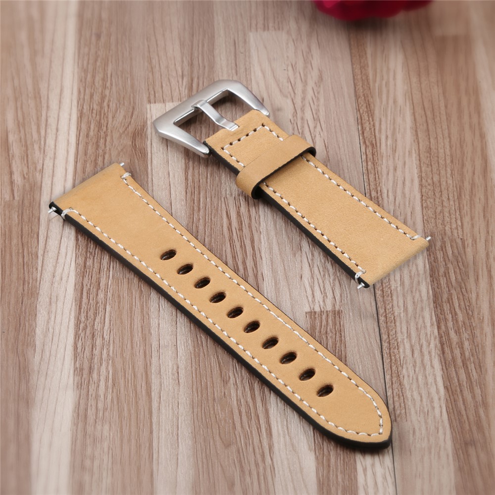 For Fitbit Versa Vintage Matte Genuine Leather Replacement Watch Strap - Orange-2