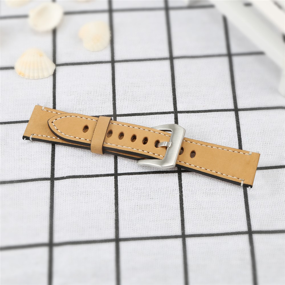 For Fitbit Versa Vintage Matte Genuine Leather Replacement Watch Strap - Orange-4