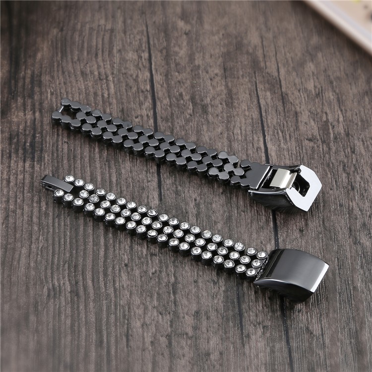 Sparkling Diamond Alloy Watch Band Replacement for Fitbit Alta - Black-2